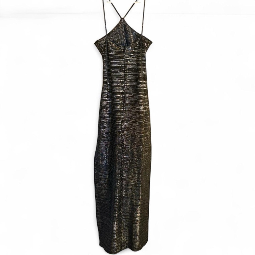 NWOT Vintage Atria Black Sparkle Dress Racerback With Slit Size L - Picture 4 of 8